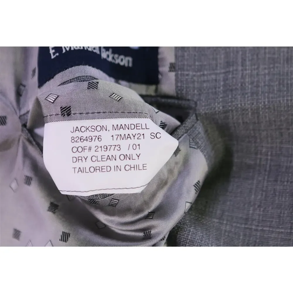 Tom James Custom Tailored Gray Knit Woven Silk 2 Button Blazer Sportcoat 42L